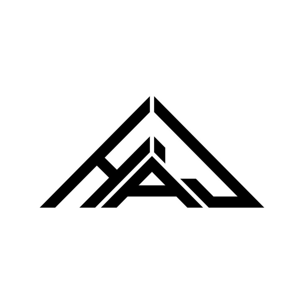 HAJ letter logo creative design with vector graphic, HAJ simple and modern logo in triangle shape.