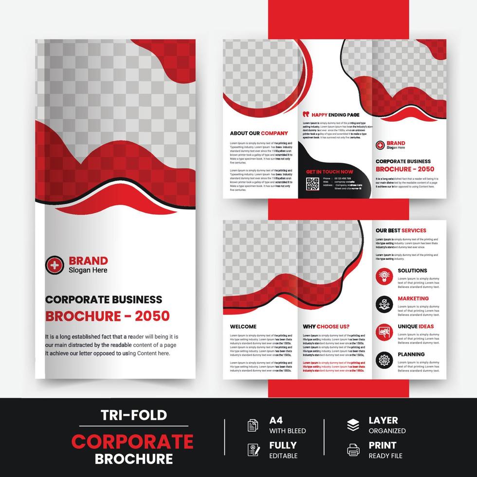 Creative corporate modern business trifold brochure template or company profile, cover page design vector