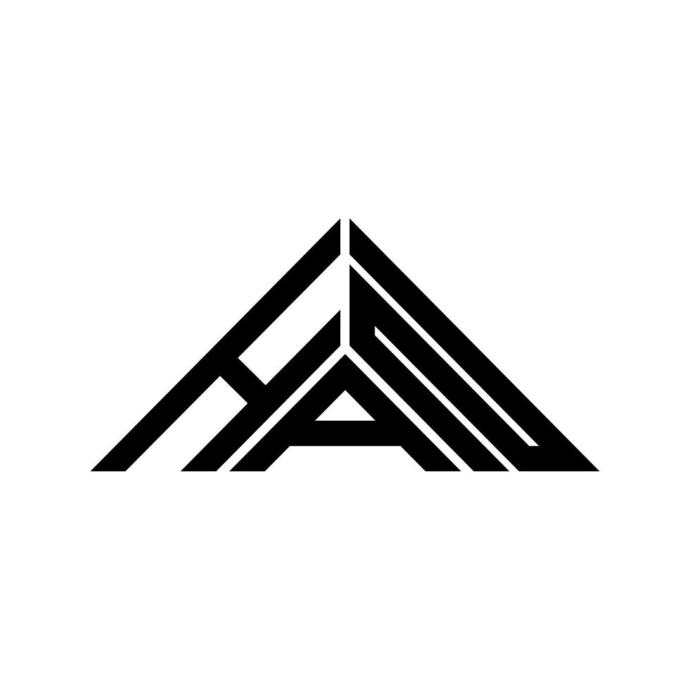diseño creativo del logotipo de la letra han con gráfico vectorial, logotipo simple y moderno de han en forma de triángulo. vector