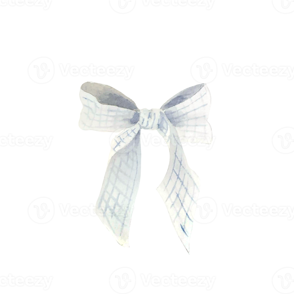 Watercolor white ribbon bow png