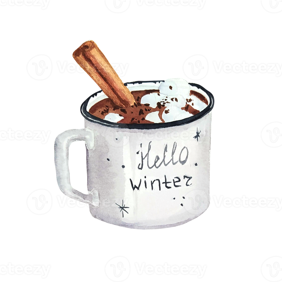 tasse de cacao de noël aquarelle png