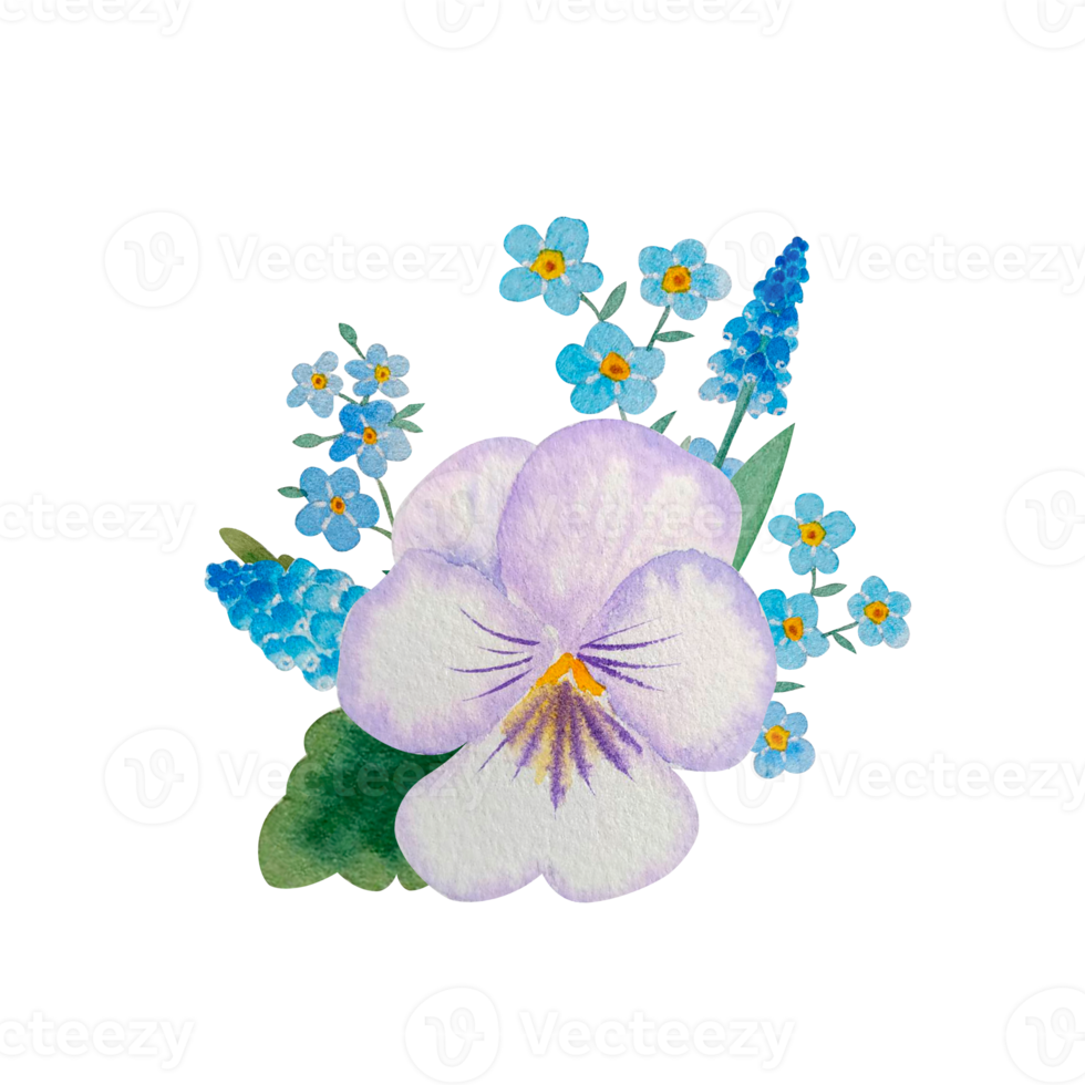 waterverf voorjaar bloemen boeket png