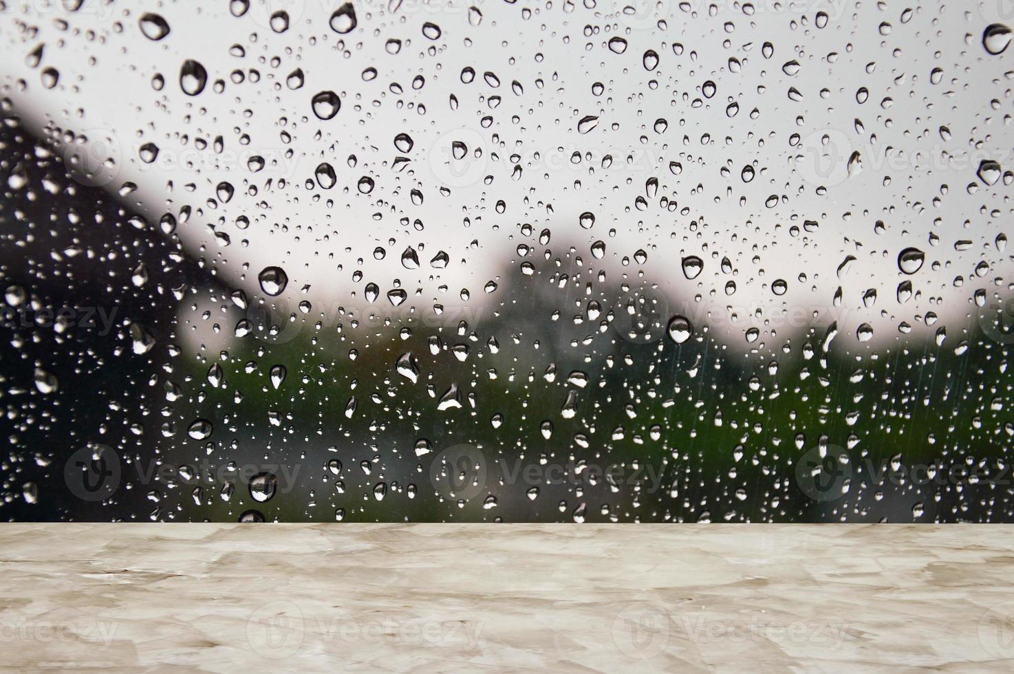 glass water drop background marble counter concept rainy season product ad blank space photo
