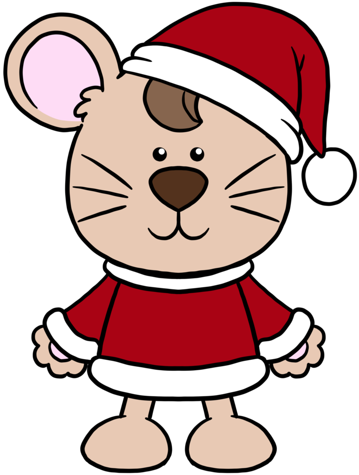 cute christmas cartoon animal character clipart colorful png