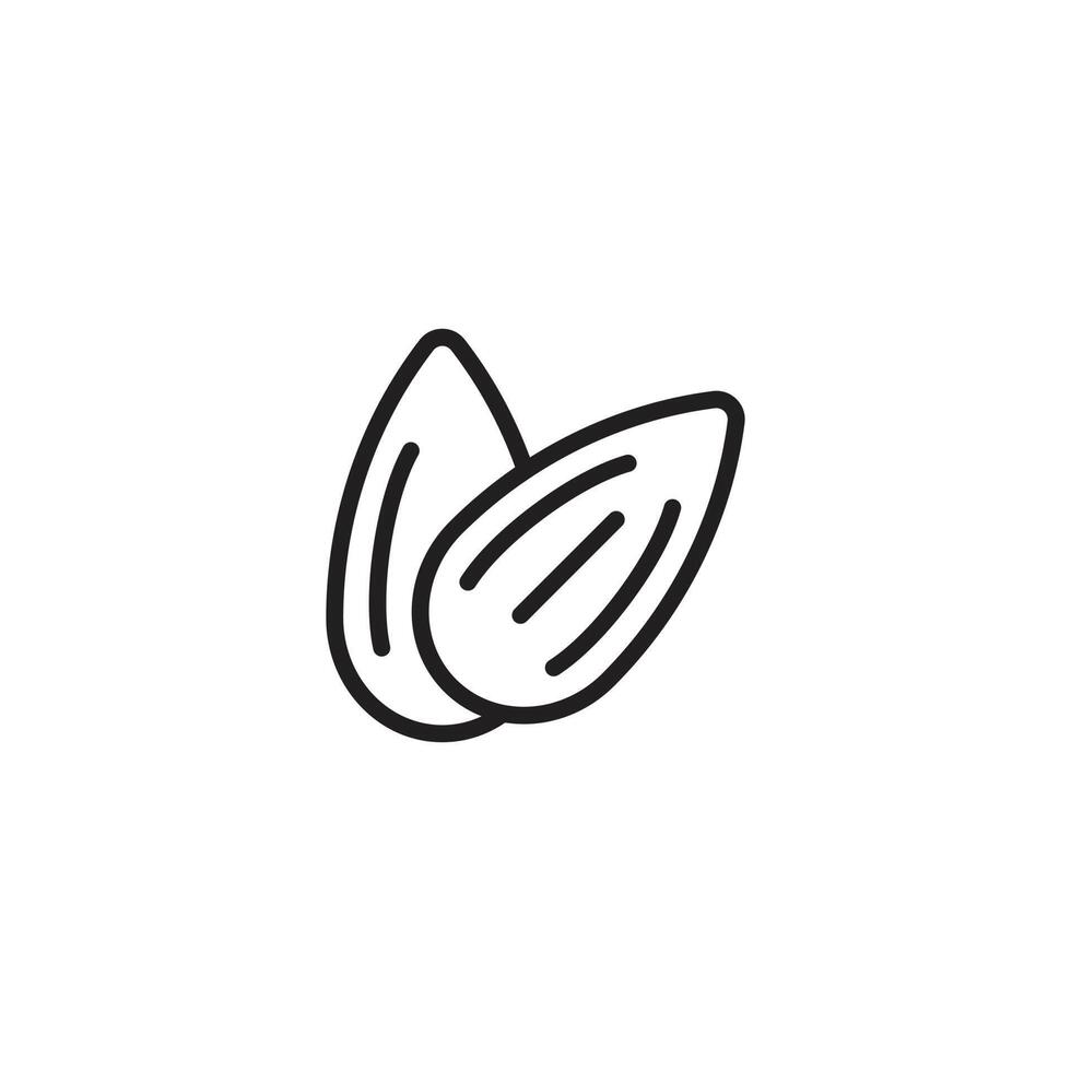 eps10 black vector almond or bean abstract line art icon isolated on white background. nut outline symbol in a simple flat trendy modern style for your website design, logo, and mobile application