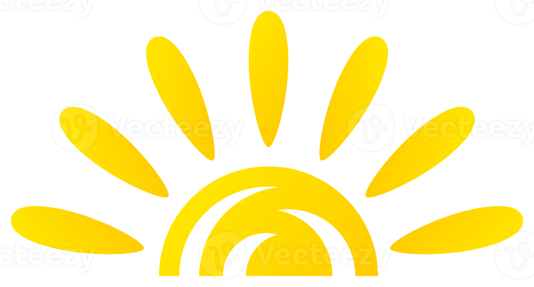Sol ikon i ljus gul Färg. png med transparent bakgrund.