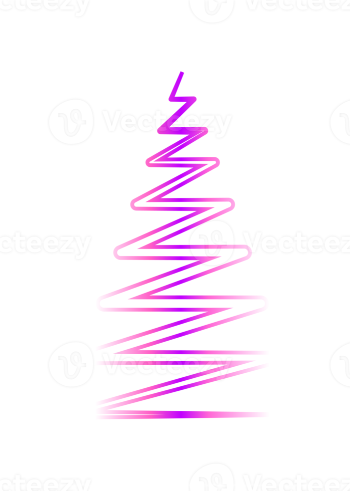 Neon Christmas tree design. PNG with transparent background.