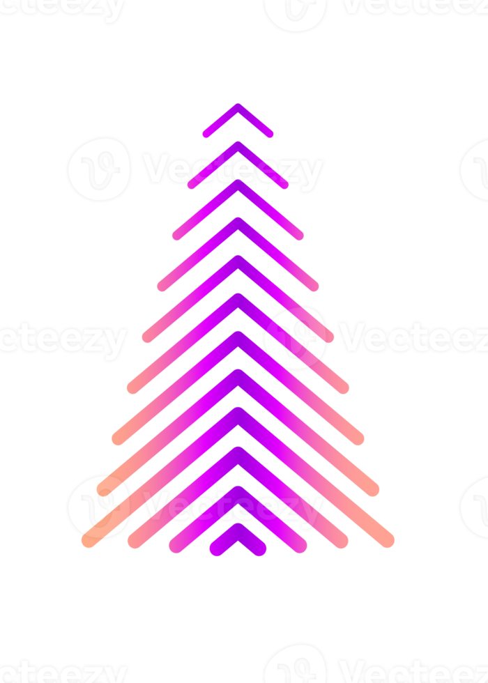 Neon Christmas tree design. PNG with transparent background.