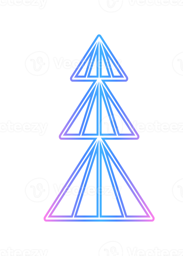 Neon Christmas tree design. PNG with transparent background.