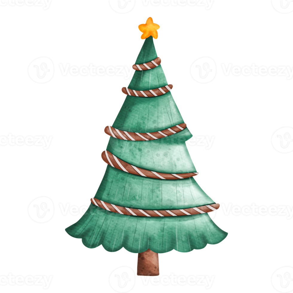 Christmas Tree Clipart, Watercolor illustration png