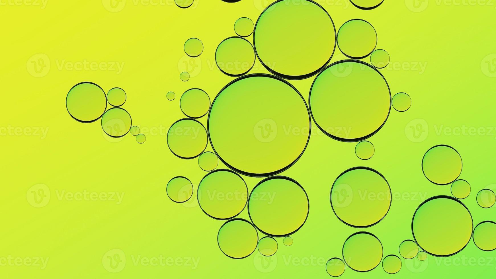 Green backdrop. Water oil bubbles abstract design. Green liquid splash background macro. Olive oil. photo