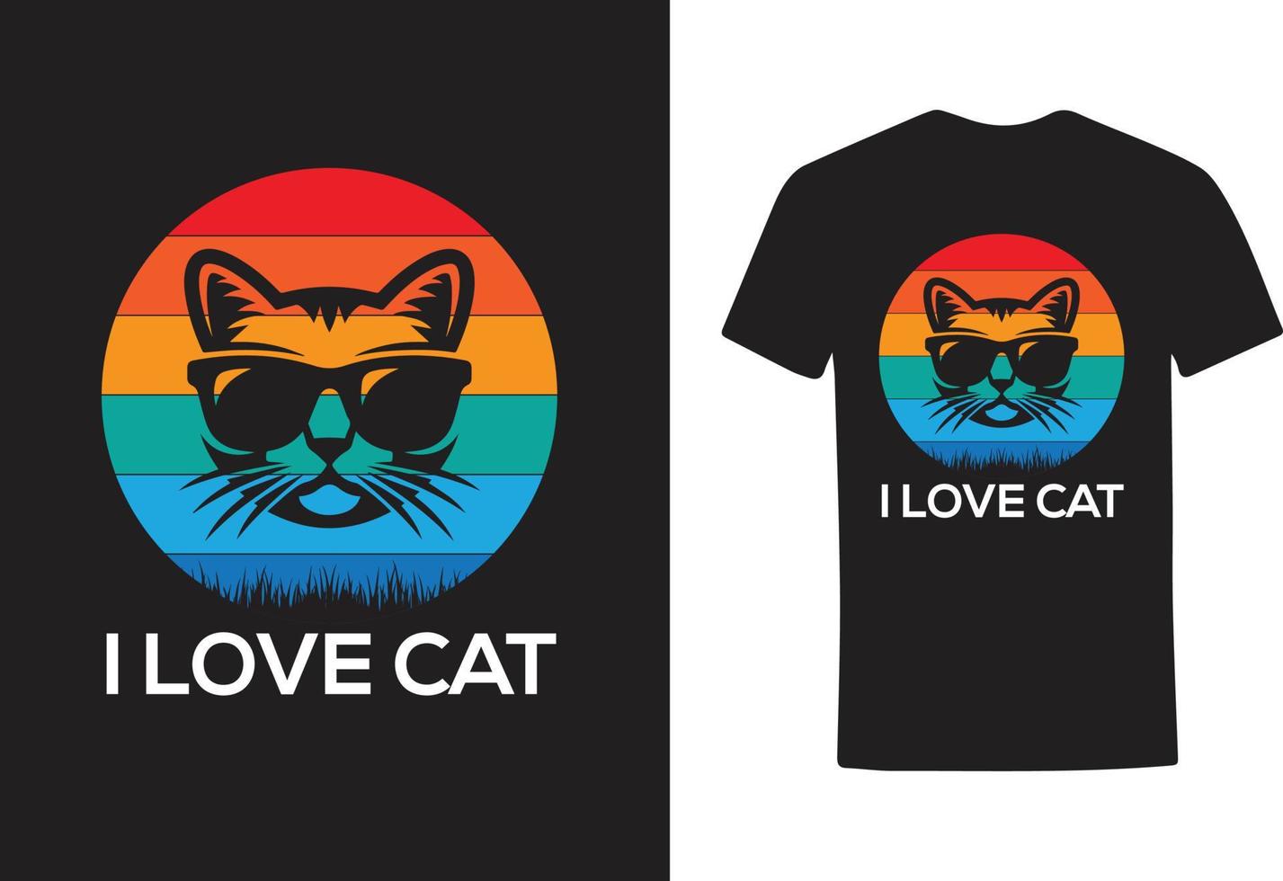 me encanta el diseño de la camiseta del gato vector