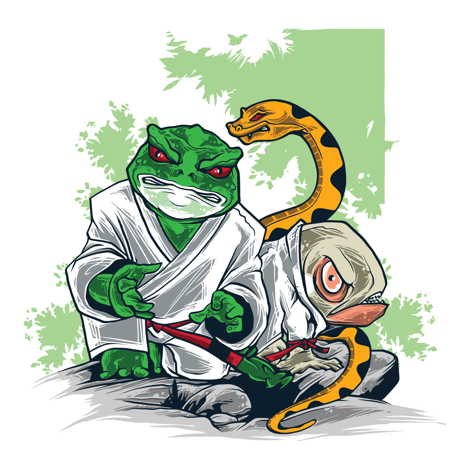 Jiu Jitsu Frog And Snake Poster.Can be used for tshirt print, mug