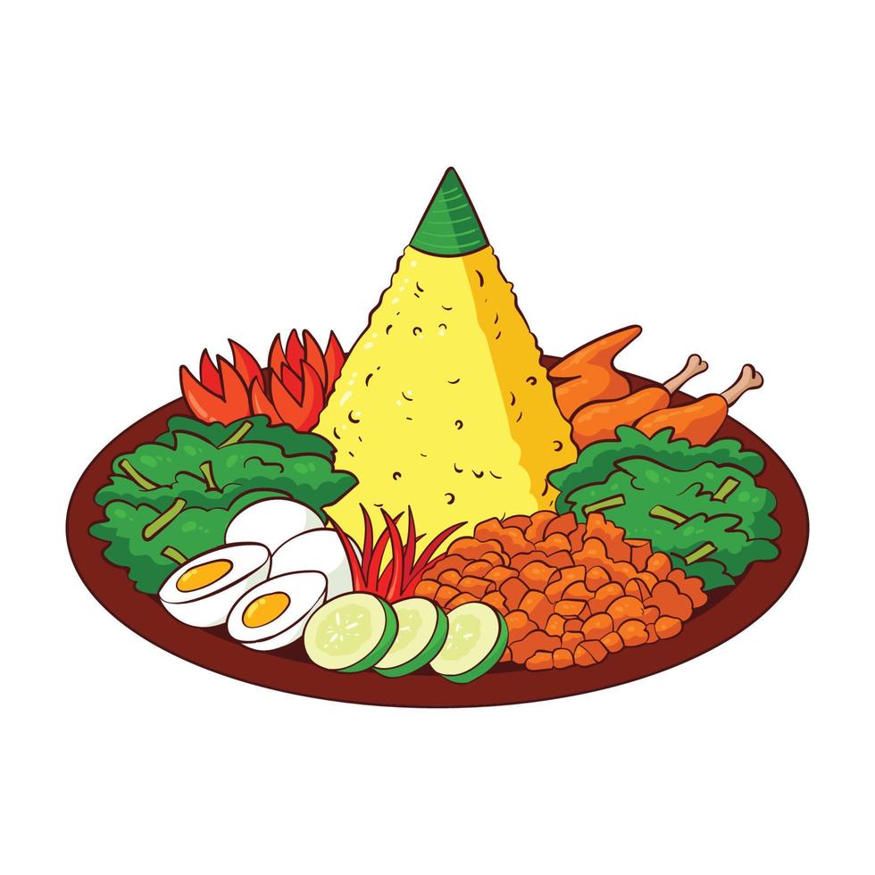 Ilustración de vector de comida tumpeng