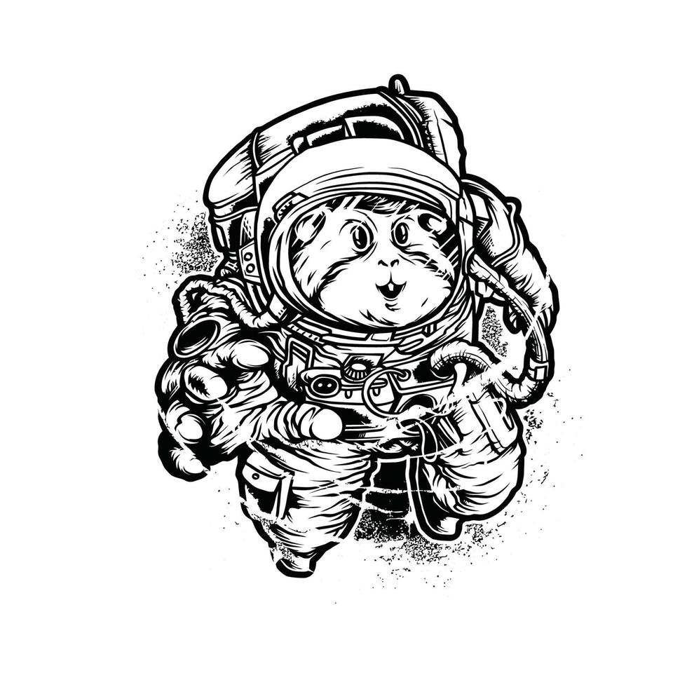 camiseta esencial de conejillo de indias espacial. Puede usarse para imprimir camisetas, imprimir tazas, almohadas, diseño de estampados de moda, ropa para niños, baby shower, saludos y postales. diseño de camiseta vector