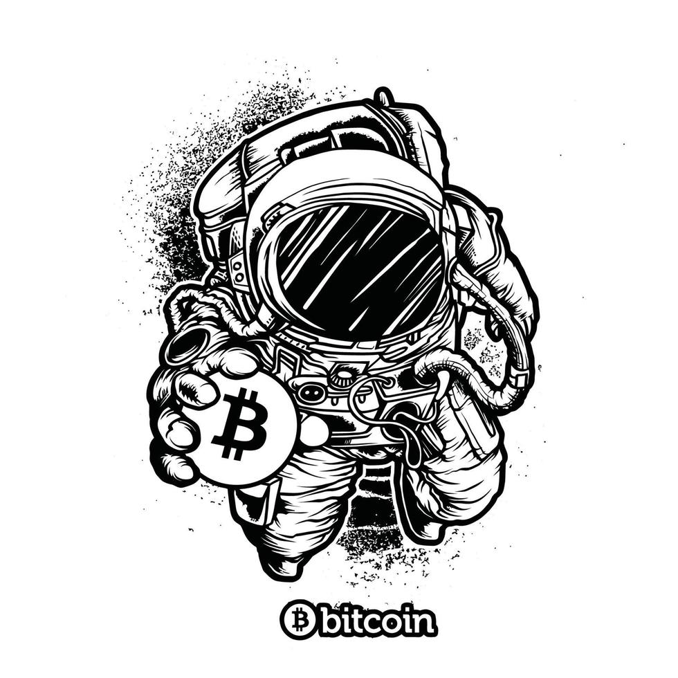 Camiseta esencial de bitcoin de conejillo de indias espacial. Se puede usar para imprimir camisetas, imprimir tazas, almohadas, diseño de estampados de moda, ropa para niños, baby shower, saludos y postales. diseño de camiseta vector