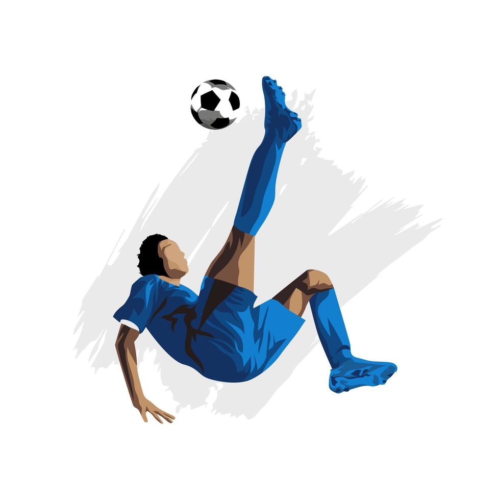 soccer player doing Bicycle kick vector