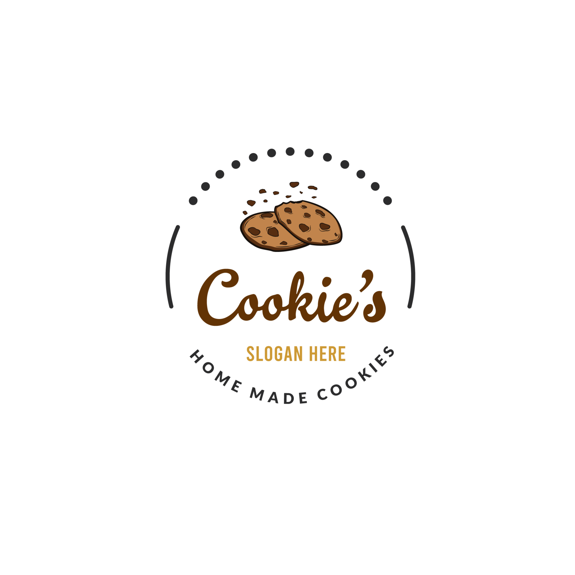 logo de cookies créatifs. logo de biscuits au chocolat. logo vectoriel