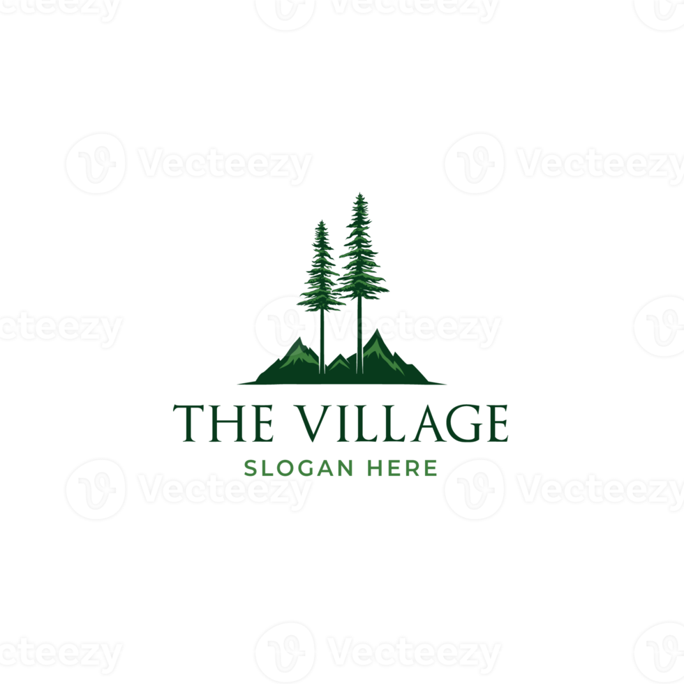 Meadow logo valley black pine, tree silhouette illustration for landscape design or print art template. png