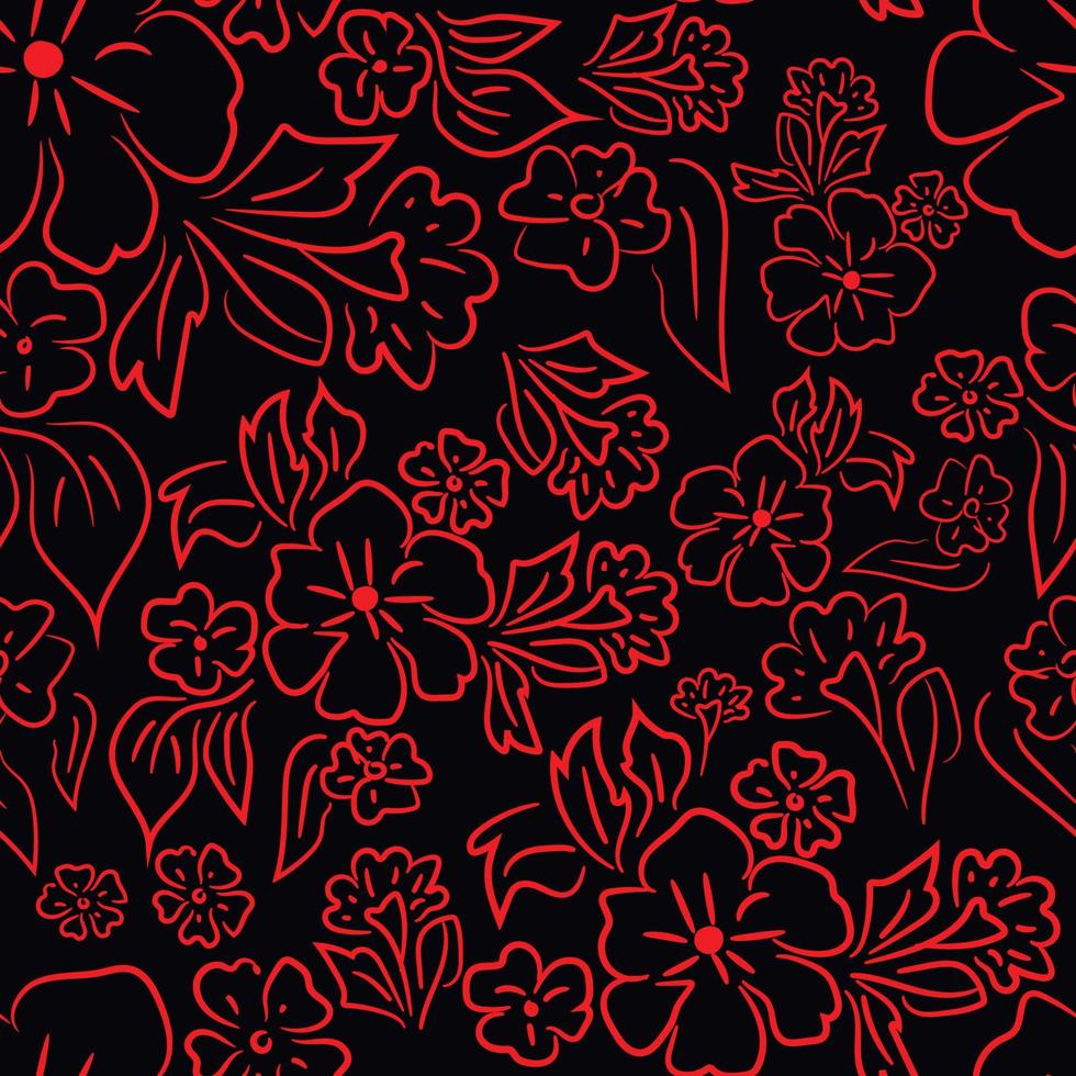 Seamless Red Flower Pattern vector