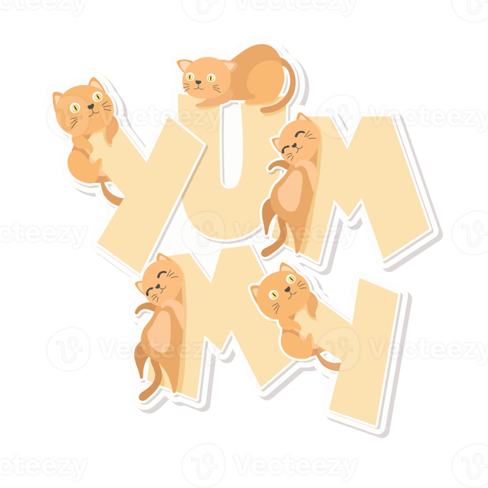 cat and word cartoon sticker png