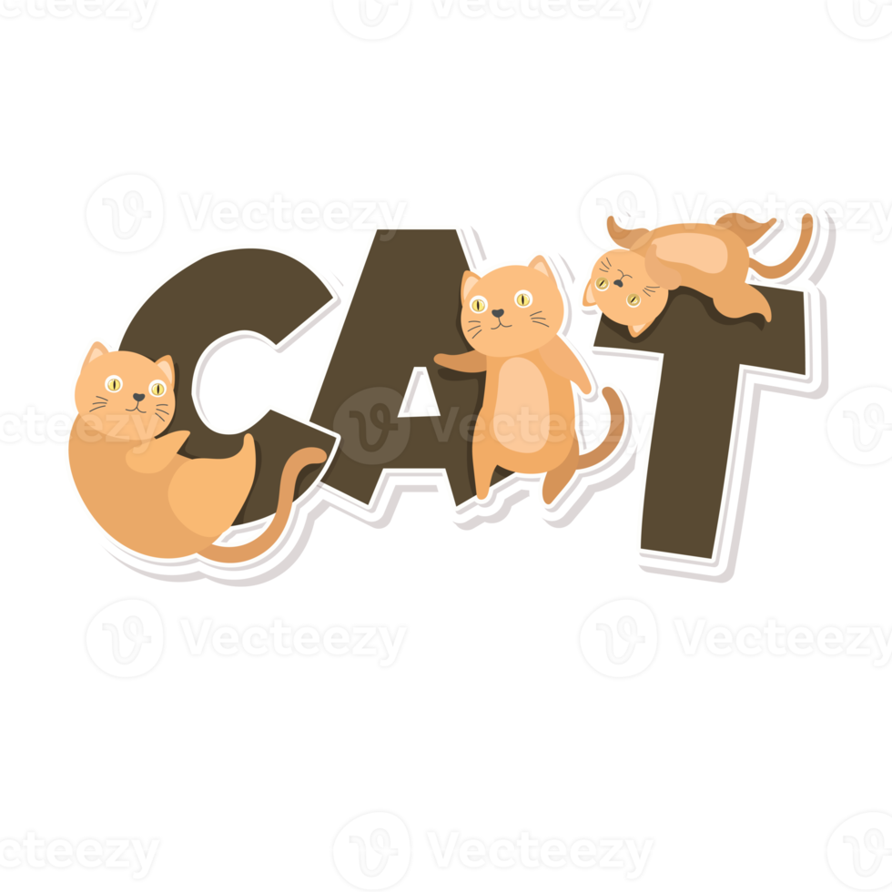 cat and word cartoon sticker png