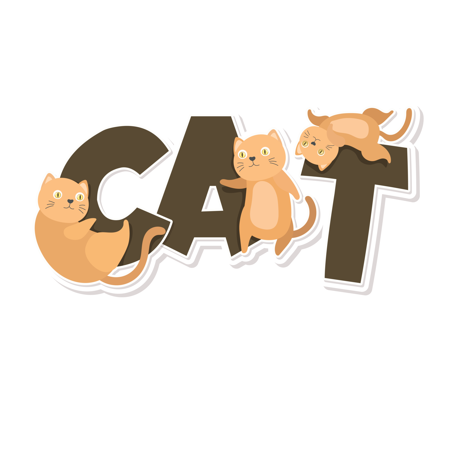 Cat And Word Cartoon Sticker 12597394 PNG