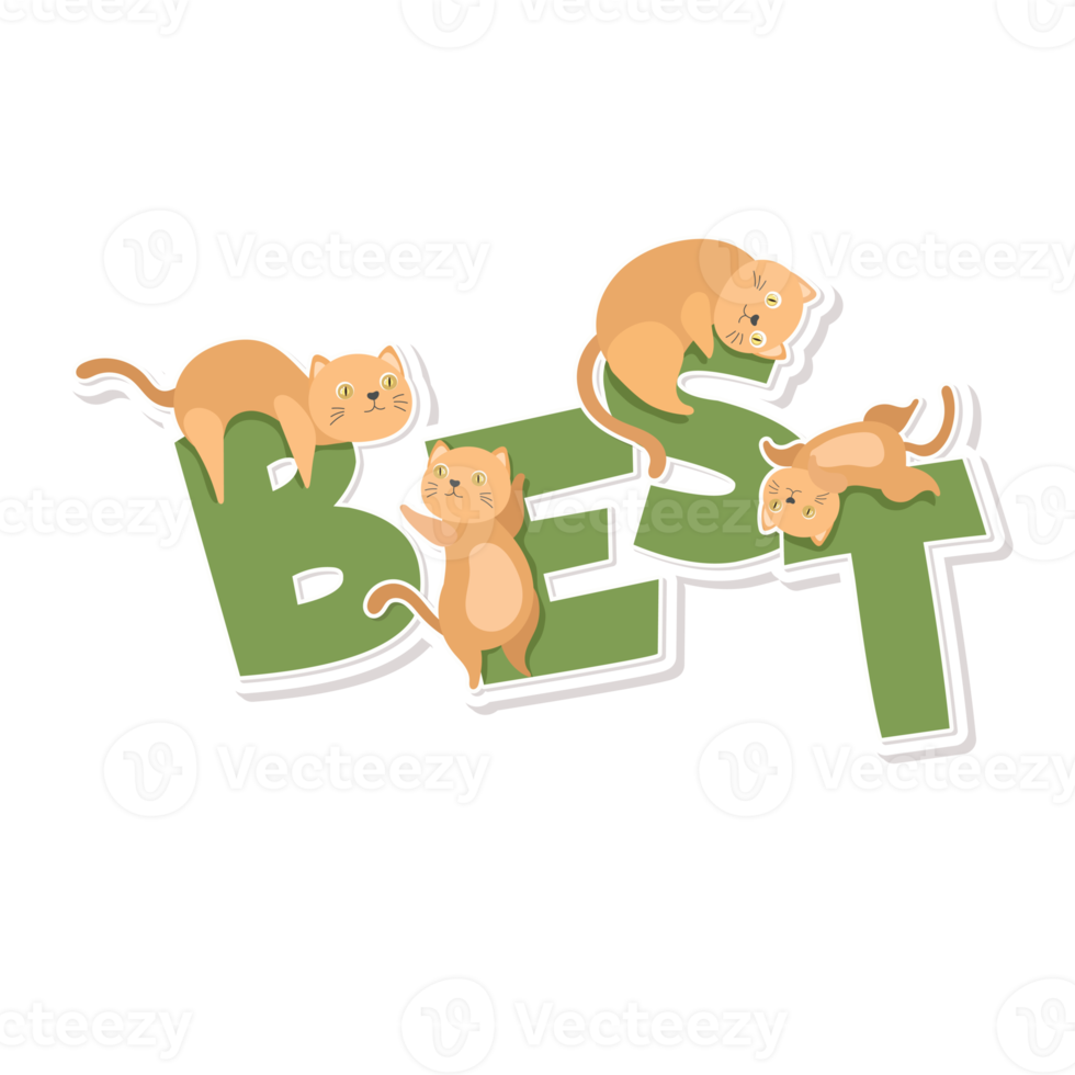 cat and word cartoon sticker png