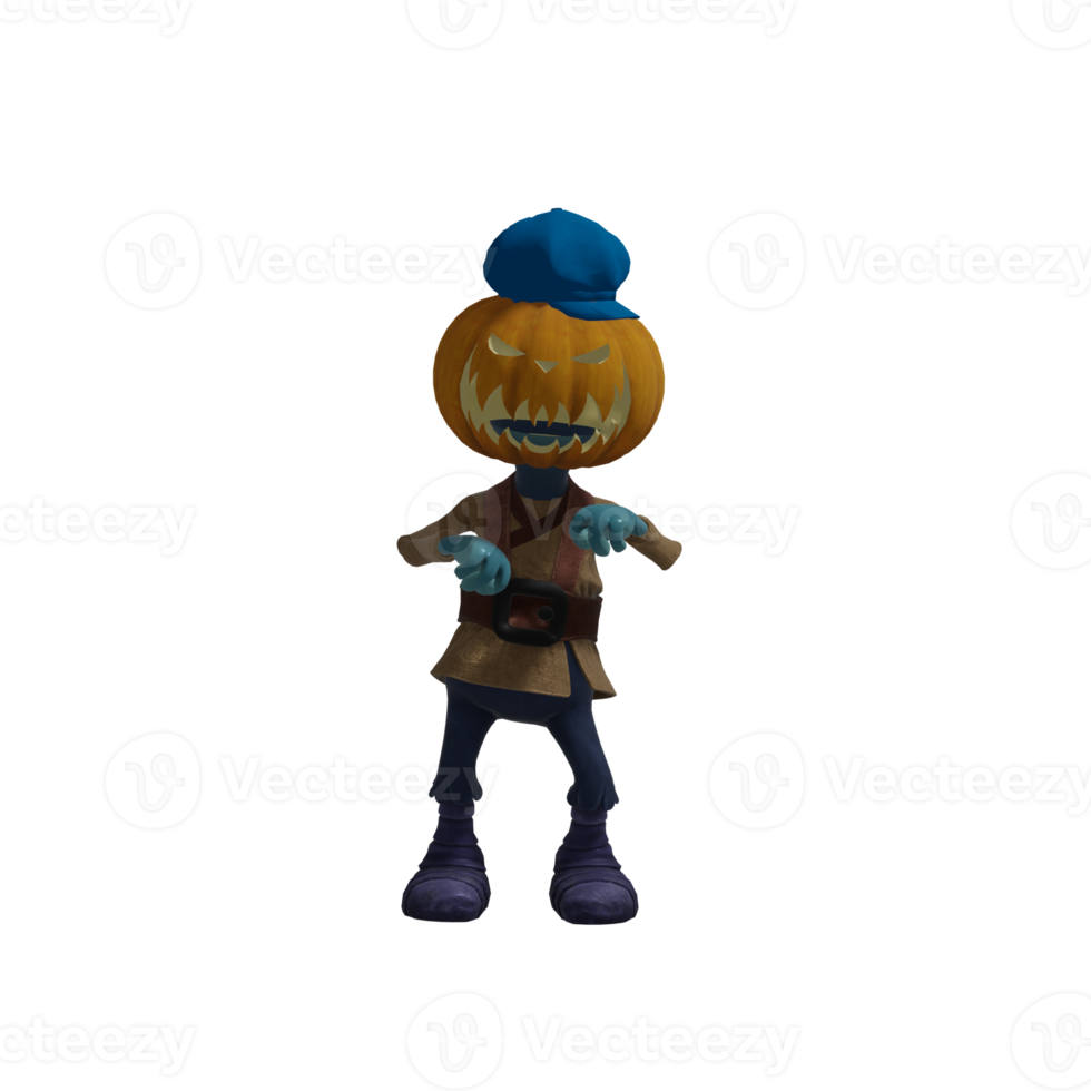 pose de monstruo de calabaza halloween png