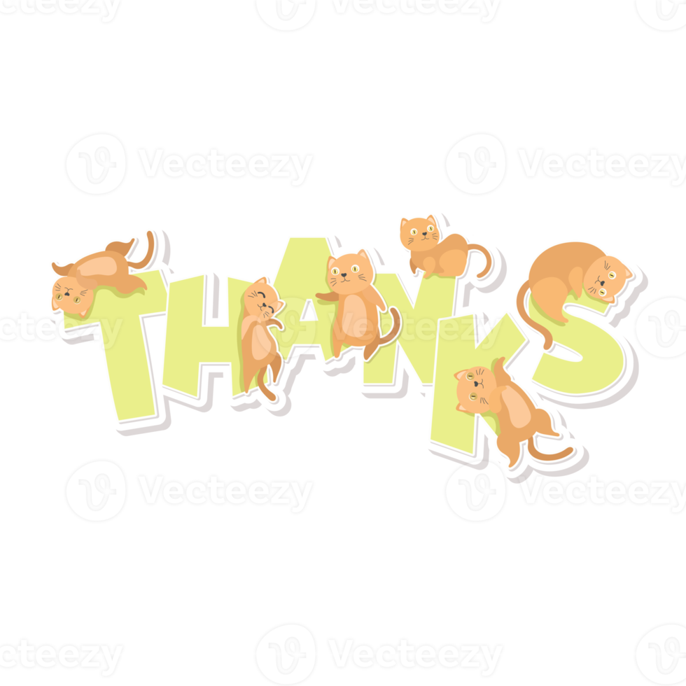 cat and word cartoon sticker png