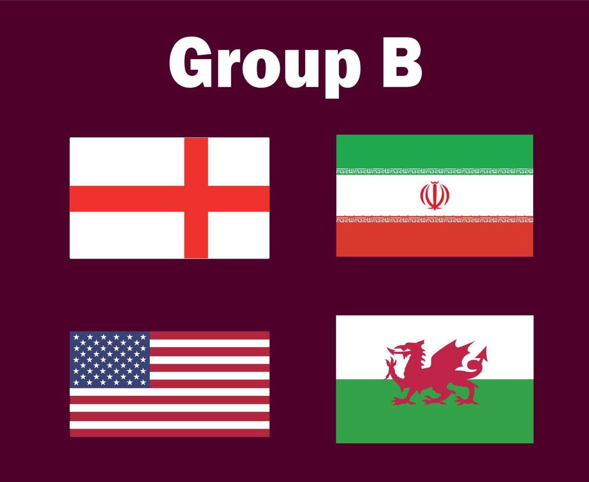 United States England Wales And Iran Emblem Flag Group B Symbol Design football Final Vector Countries Football Teams Illustration