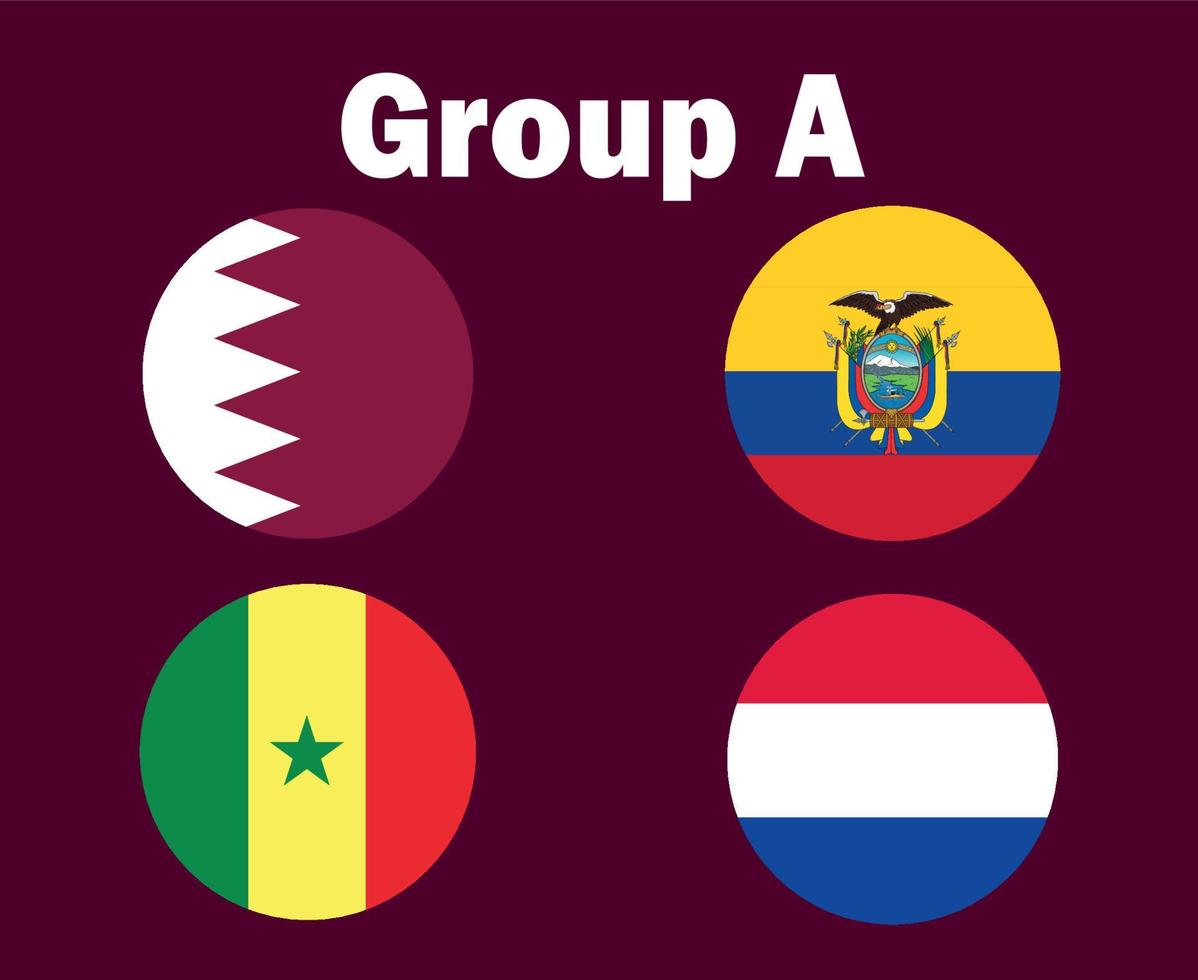 Netherlands Qatar Ecuador And Senegal Flag Emblem Group A Symbol Design football Final Vector Countries Football Teams Illustration