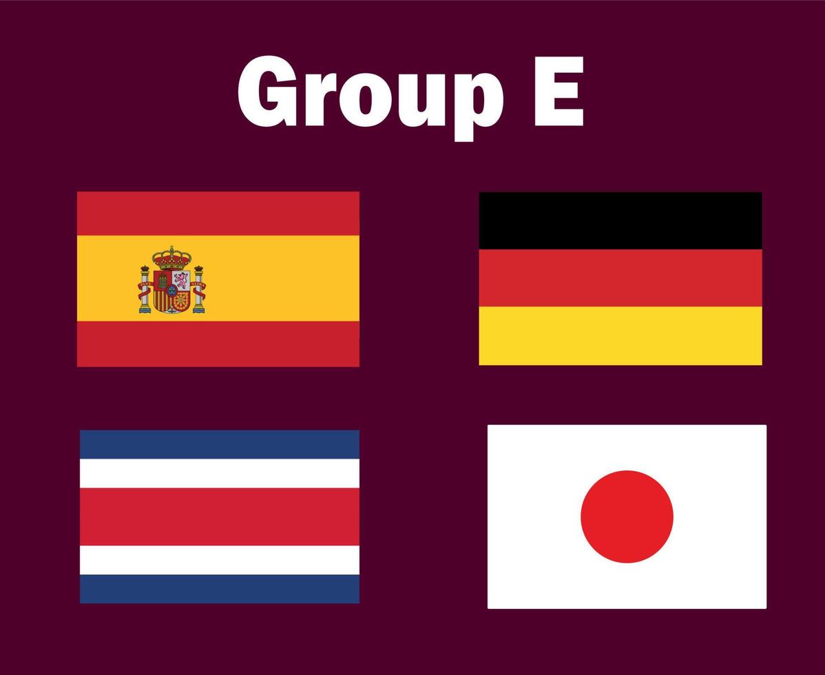 alemania españa japón y costa rica emblema bandera grupo e diseño de símbolo fútbol final vector países equipos de fútbol ilustración