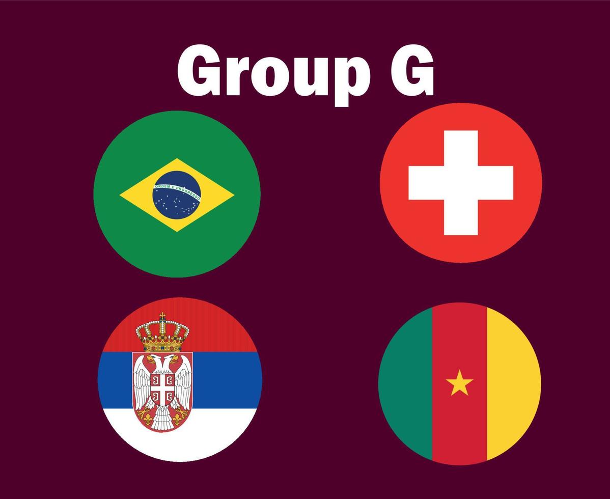 Switzerland Brazil Serbia And Cameroon Flag Emblem Group G Symbol Design football Final Vector Countries Football Teams Illustration