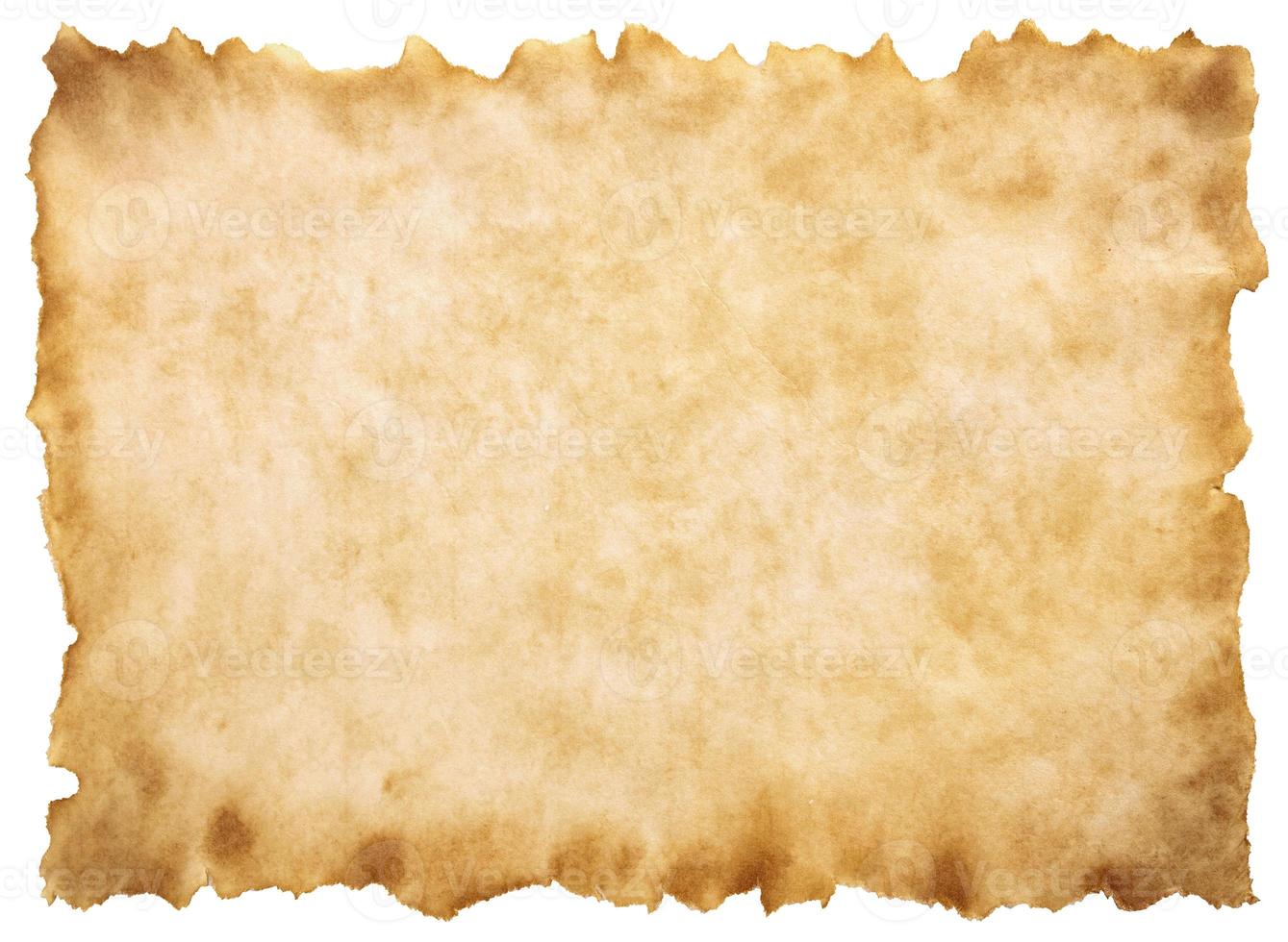 old parchment paper sheet vintage aged or texture isolated on white background photo