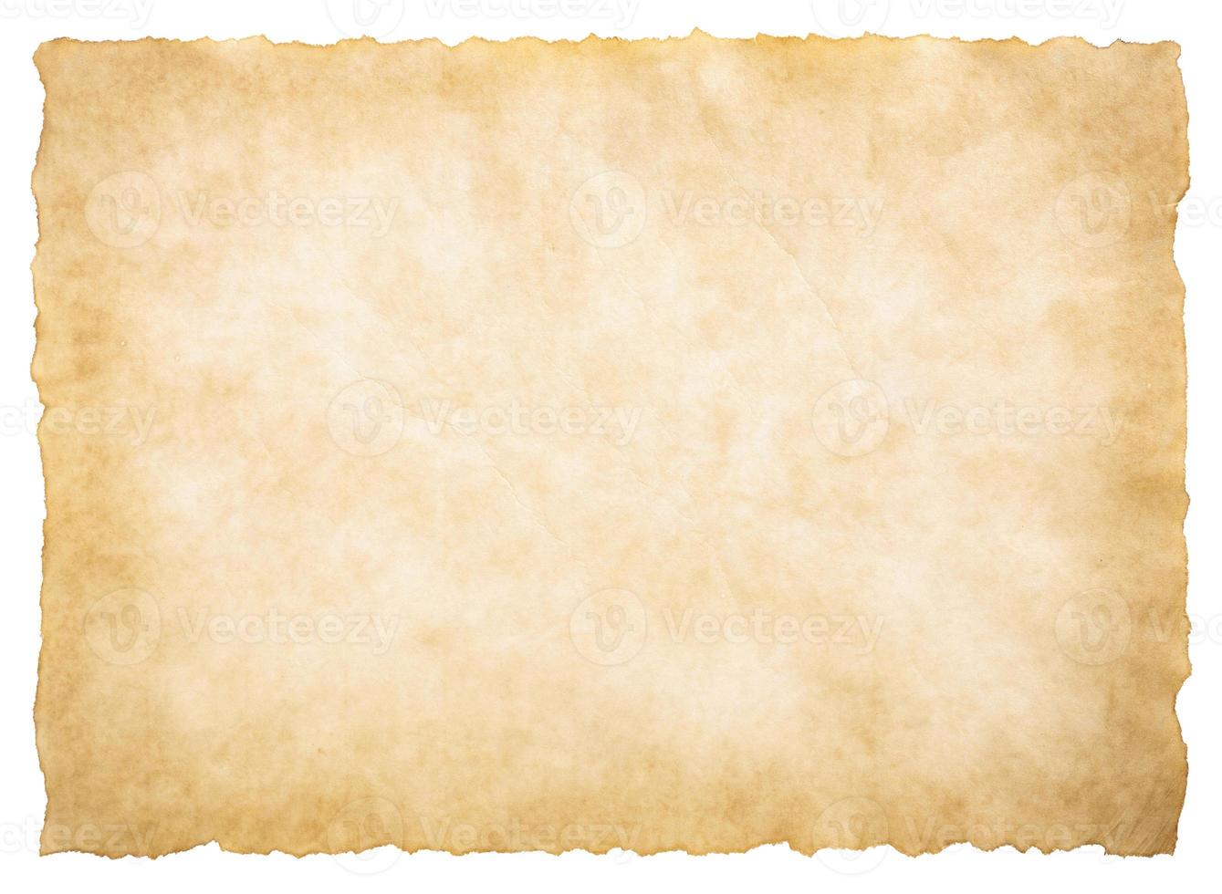 old parchment paper sheet vintage aged or texture isolated on white background photo