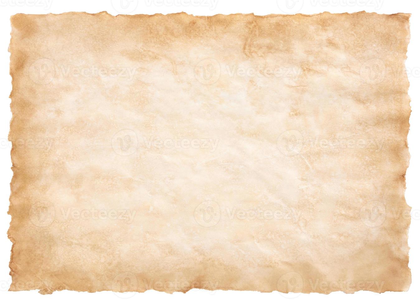 old parchment paper sheet vintage aged or texture isolated on white