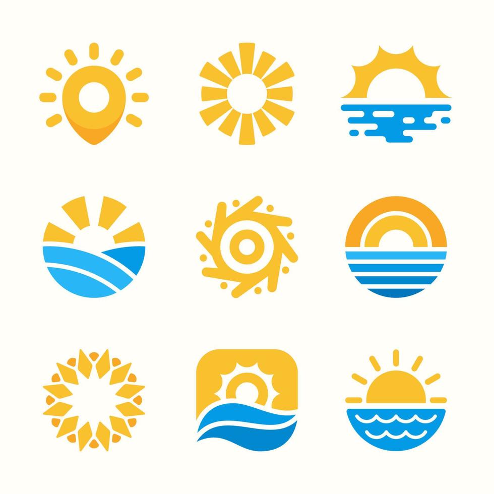 colección de conjuntos de logotipos de sol para empresas vector