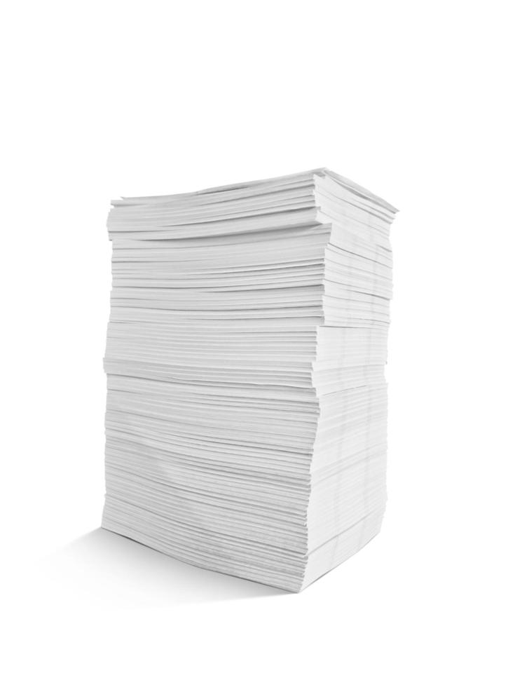 stack of papers isolated on a white background photo