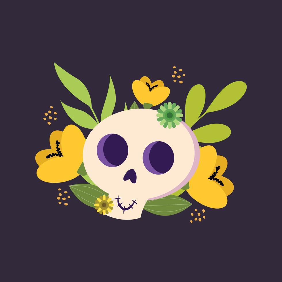 Ilustración de vector de halloween esqueleto floral