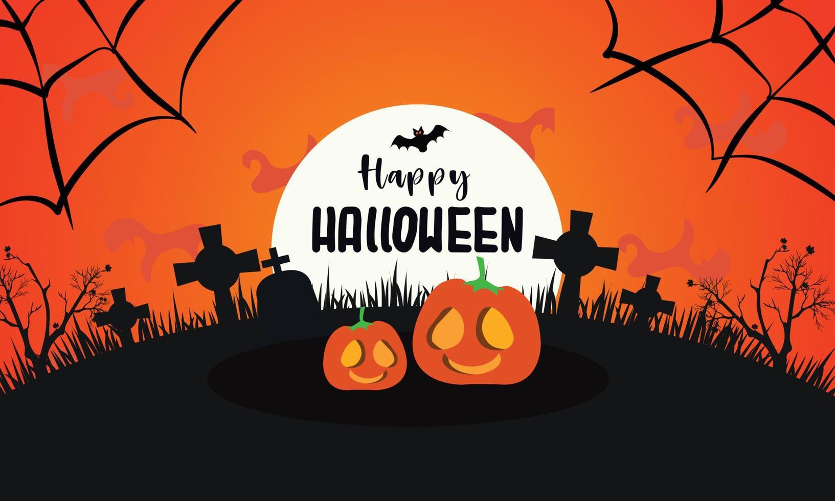 Happy Halloween with a horror pumpkin flat design vector