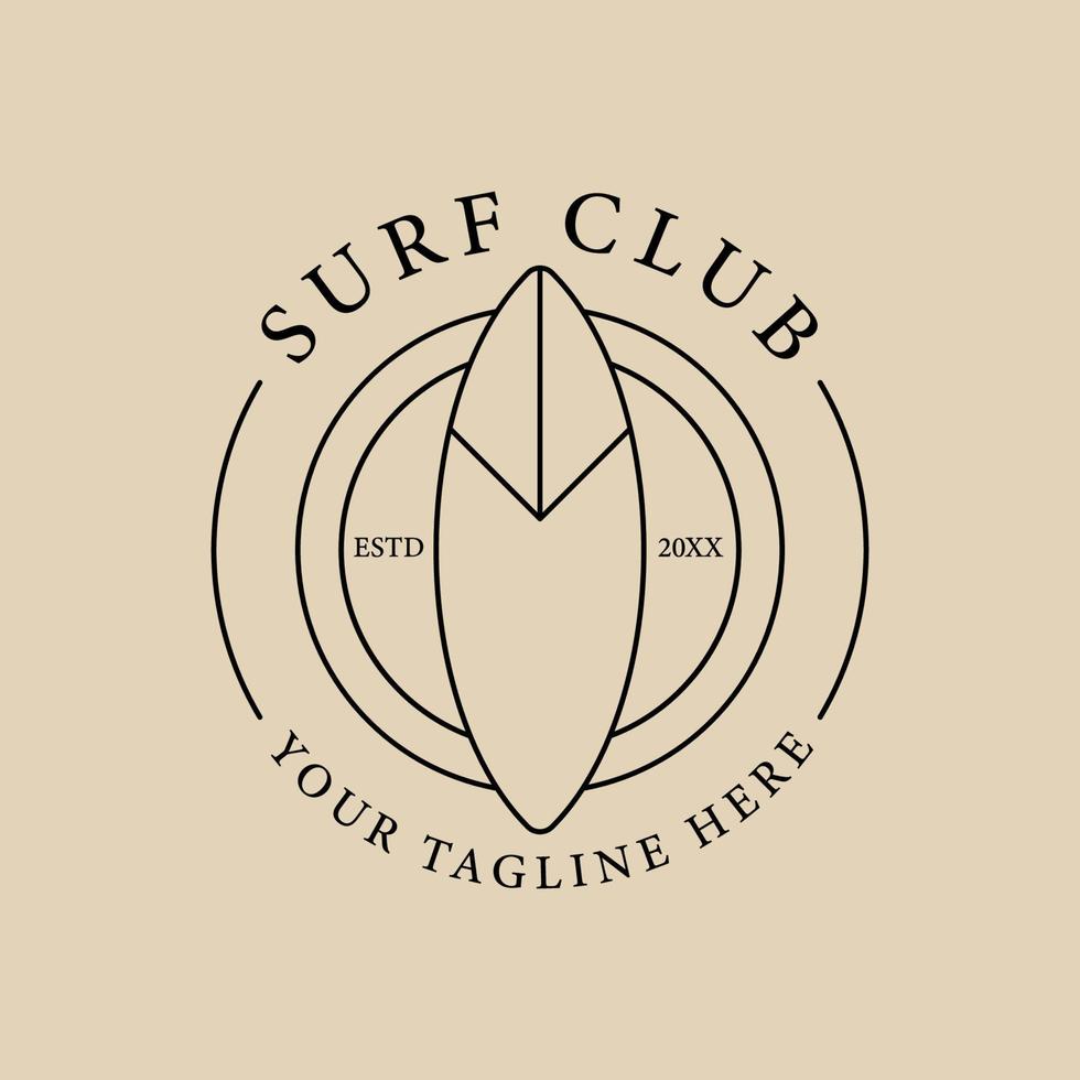 Surf line art logo, icon and symbol, vector illustration design