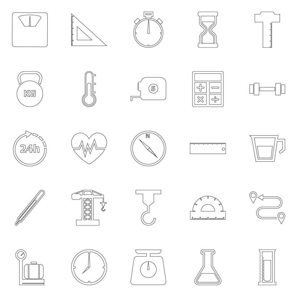 Measuring line icons on white background vector