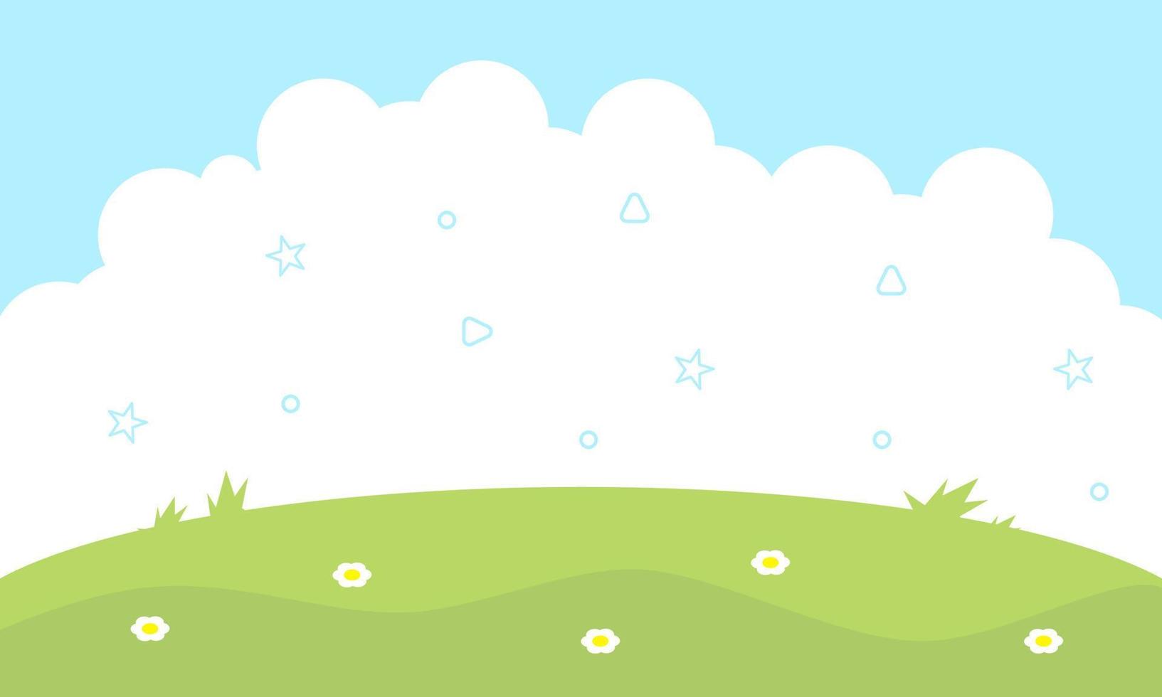 School hand drawn flat illustration sky cloud and grass vector