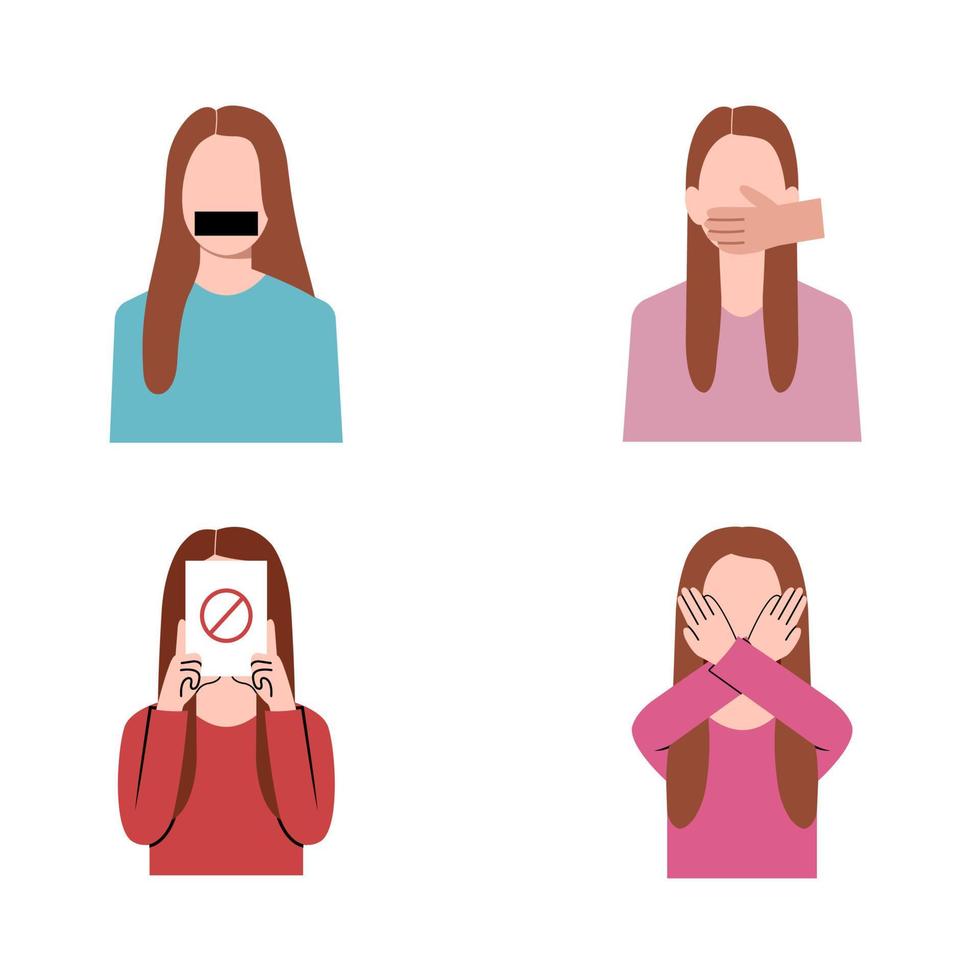 Set of Stop Woman Violence Character vector