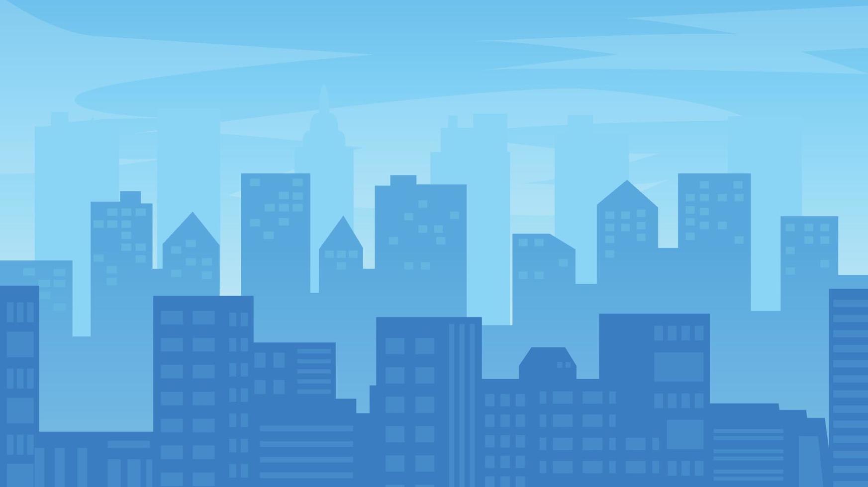 Morning city skyline silhouette in flat style. modern urban landscape vector