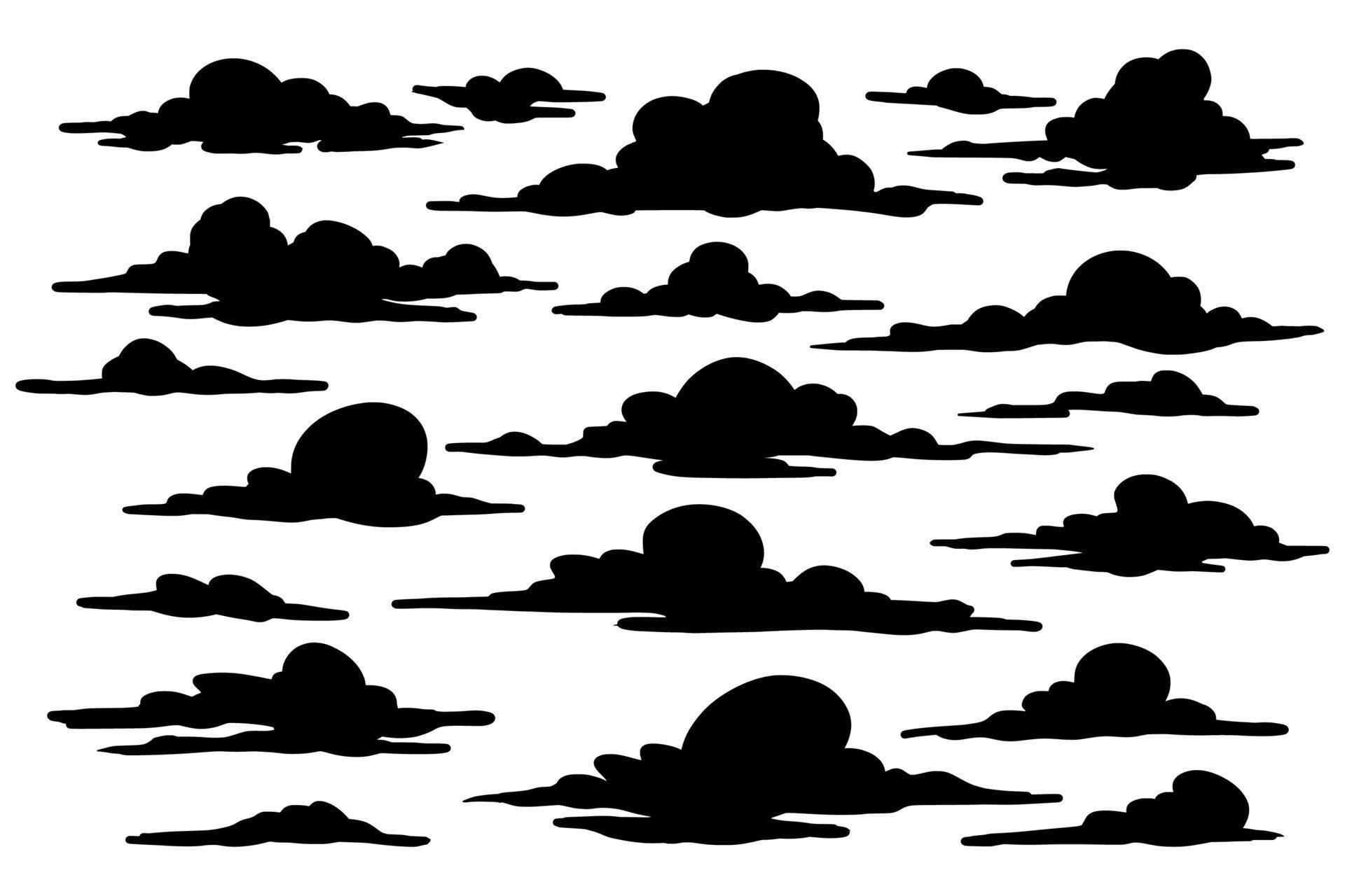 Set of clouds silhouette, Clouds isolated on white Background 12599809