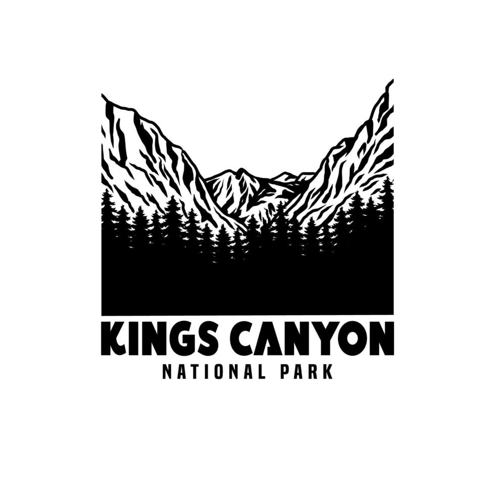 dibujo del logotipo del parque nacional kings canyon, ilustración vectorial vector