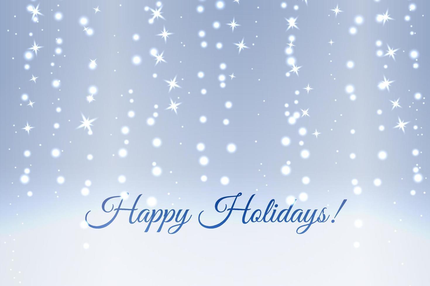 Happy Holidays silver blue christmas lights background vector