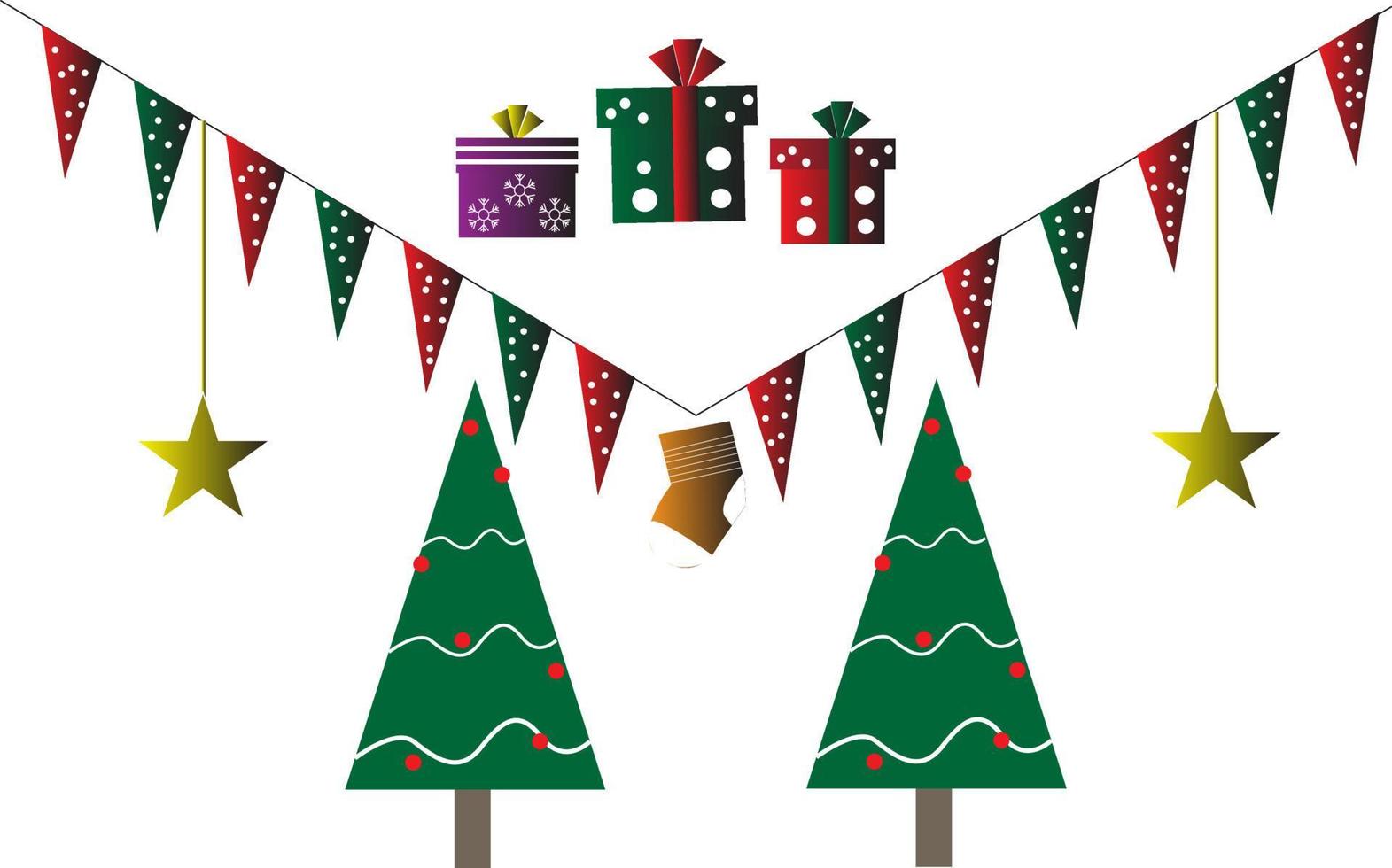 Background christmas tree and gifts. vector